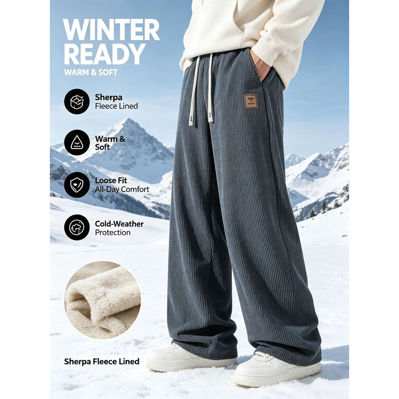 Corduroy Pant Warm - Erkek Kışlık Spor Pantolonu Korduroy Erkek