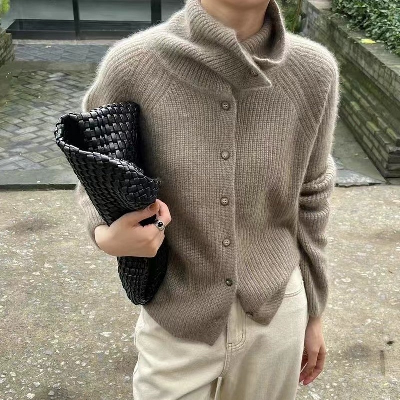 Wool Coat Peacoat - Balıkçı yaka Hırka Bayanlar % 100%